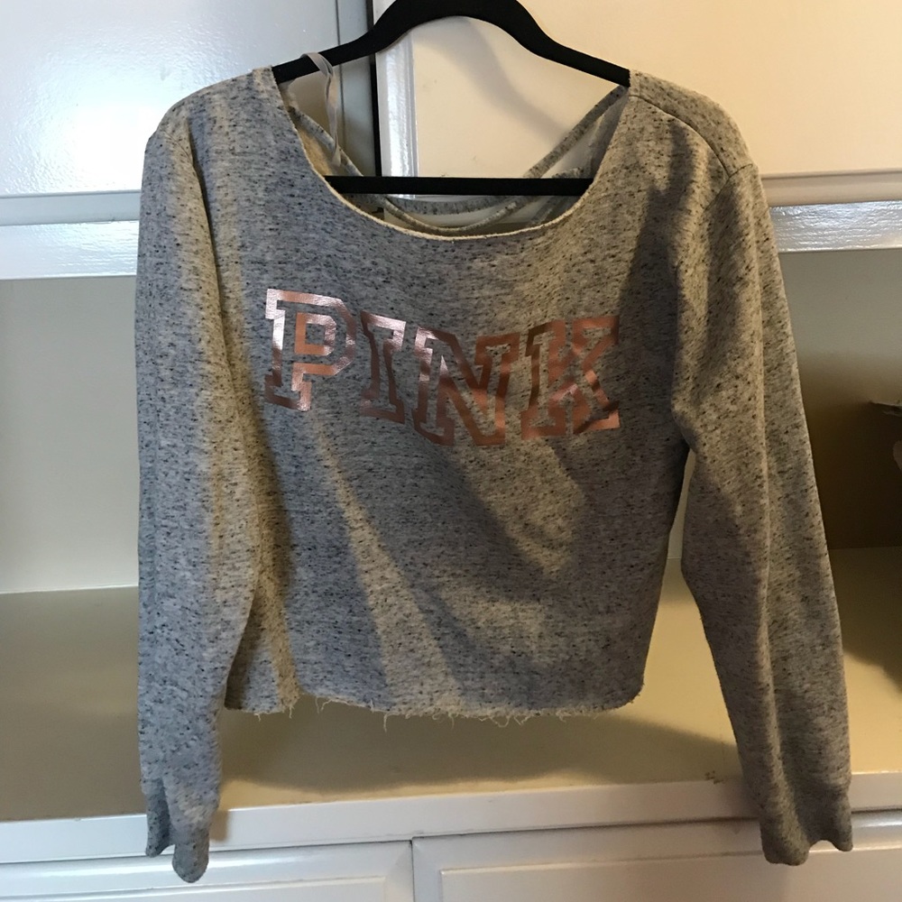 PINK off the shoulder crop sweater